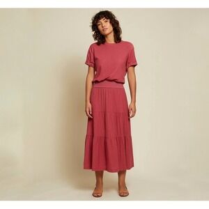 Nation LTD | Martine Slub Jersey Cotton Tiered Dress Size M